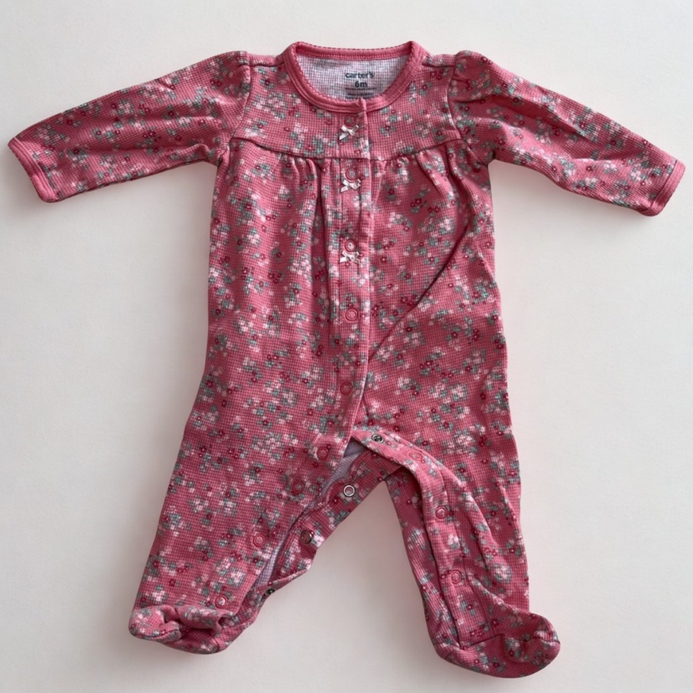 Carter's Pink Footed One Piece with Floral Design